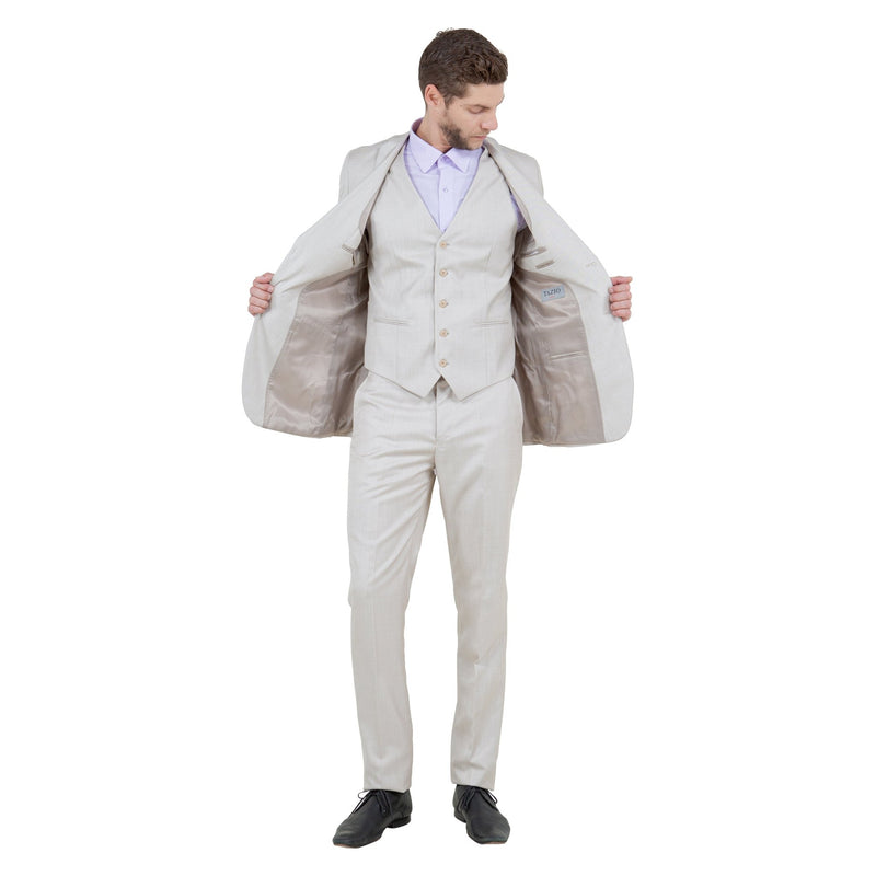 Men's Slim - Fit 3pc Suit, Notch Lapel - Bundle Bus