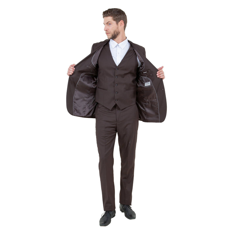 Men's Slim - Fit 3pc Suit, Notch Lapel - Bundle Bus