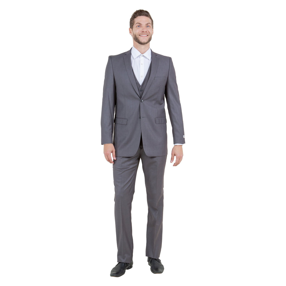 Men's Slim - Fit 3pc Suit, Notch Lapel - Bundle Bus