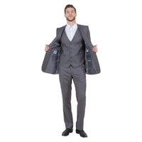Men's Slim - Fit 3pc Suit, Notch Lapel - Bundle Bus