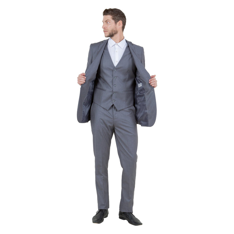 Men's Slim - Fit 3pc Suit, Notch Lapel - Bundle Bus