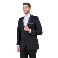 Men's Slim - Fit Tuxedo Sport Coat w/ Satin Notch Lapel - Bundle Bus