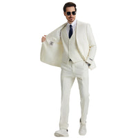 Men's Stacy Adams Hybrid - Fit 3pc Notch Lapel Suit Set, Jacket Vest and Pants - Bundle Bus