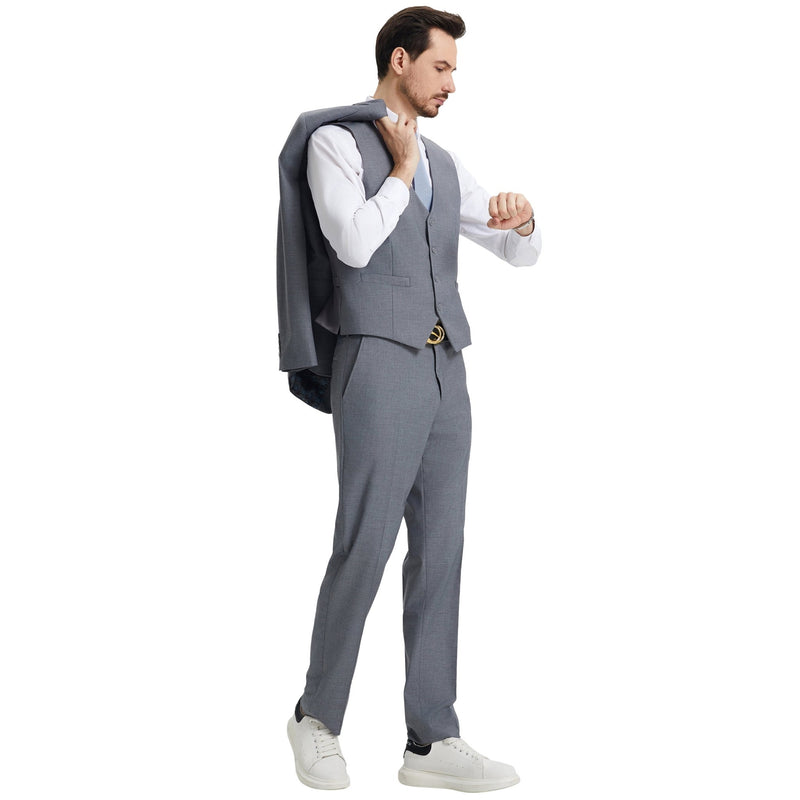 Men's Stacy Adams Hybrid - Fit 3pc Notch Lapel Suit Set, Jacket Vest and Pants - Bundle Bus