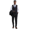 Men's Stacy Adams Hybrid - Fit 3pc Notch Lapel Suit Set, Jacket Vest and Pants - Bundle Bus