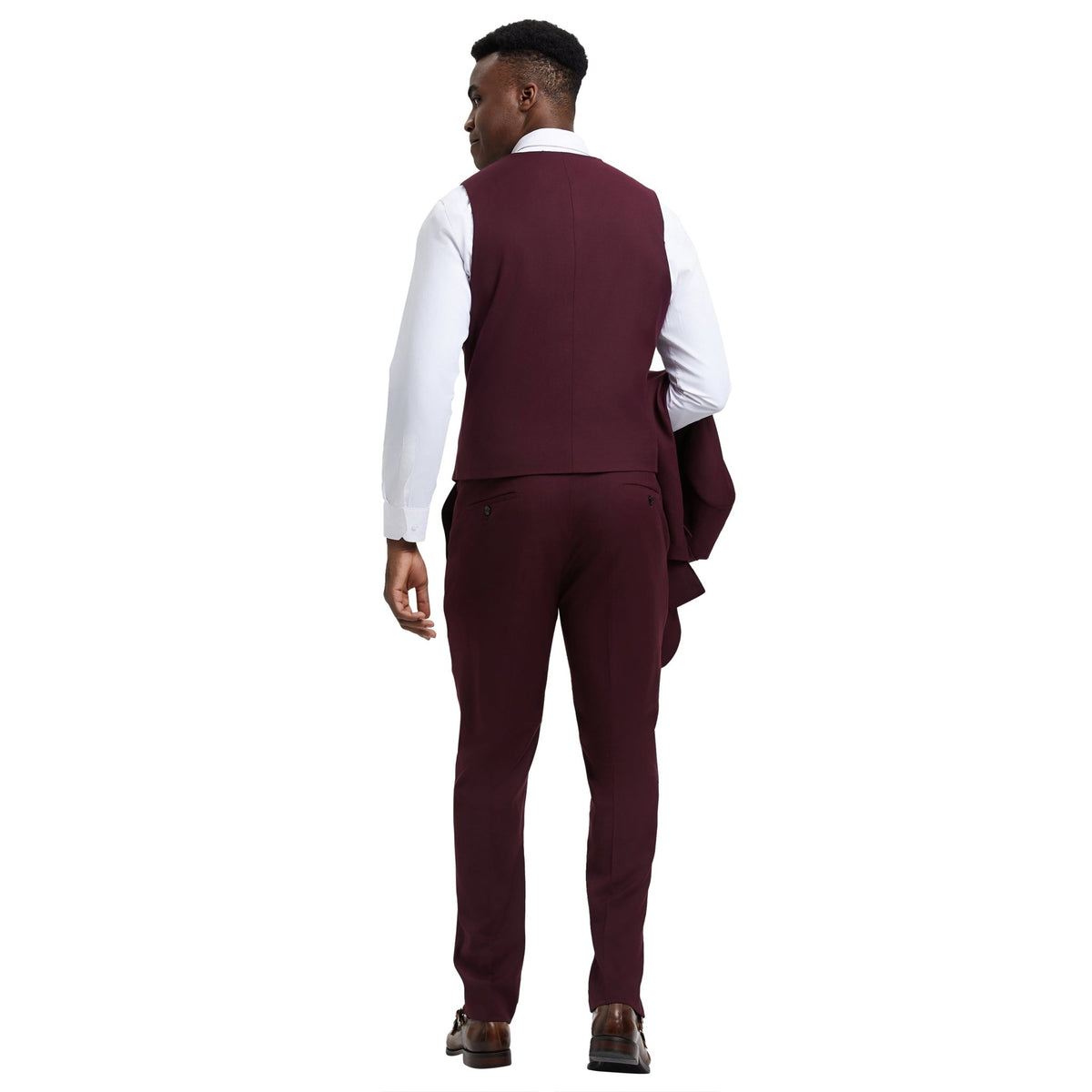 Men's Stacy Adams Hybrid - Fit 3pc Suit Set, Jacket Vest and Pants - Bundle Bus