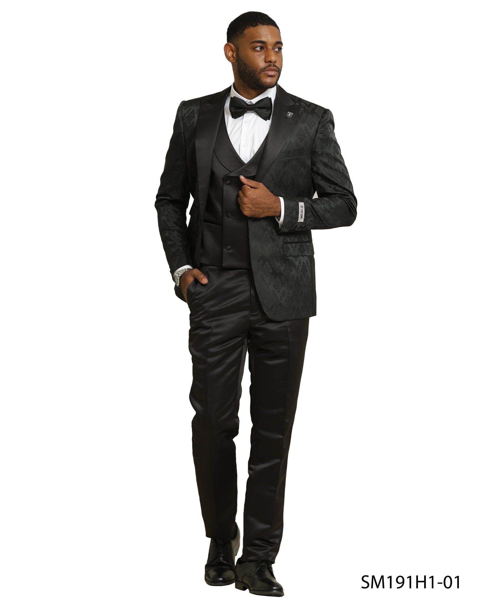 Mens - suit Satin Peak Lapel by Stacy Adams - Bundle Bus