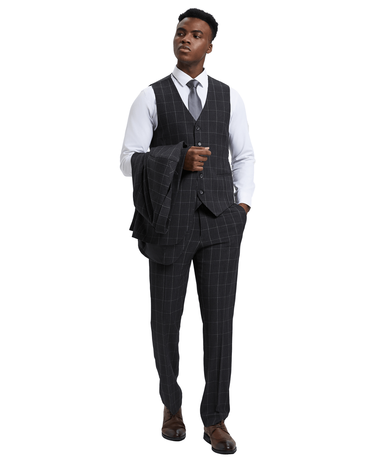 Mens - suit Windowpane By Stacy Adams - Bundle Bus