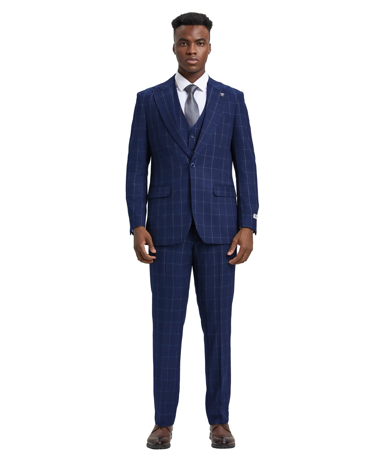 Mens - Suit Windowpane By Stacy Adams - Bundle Bus