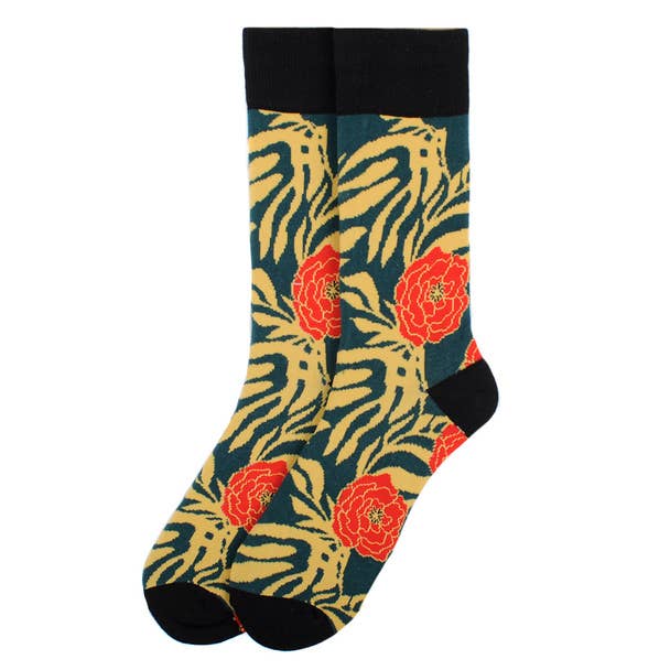 Men's Tropical Flower Novelty Socks - Bundle Bus