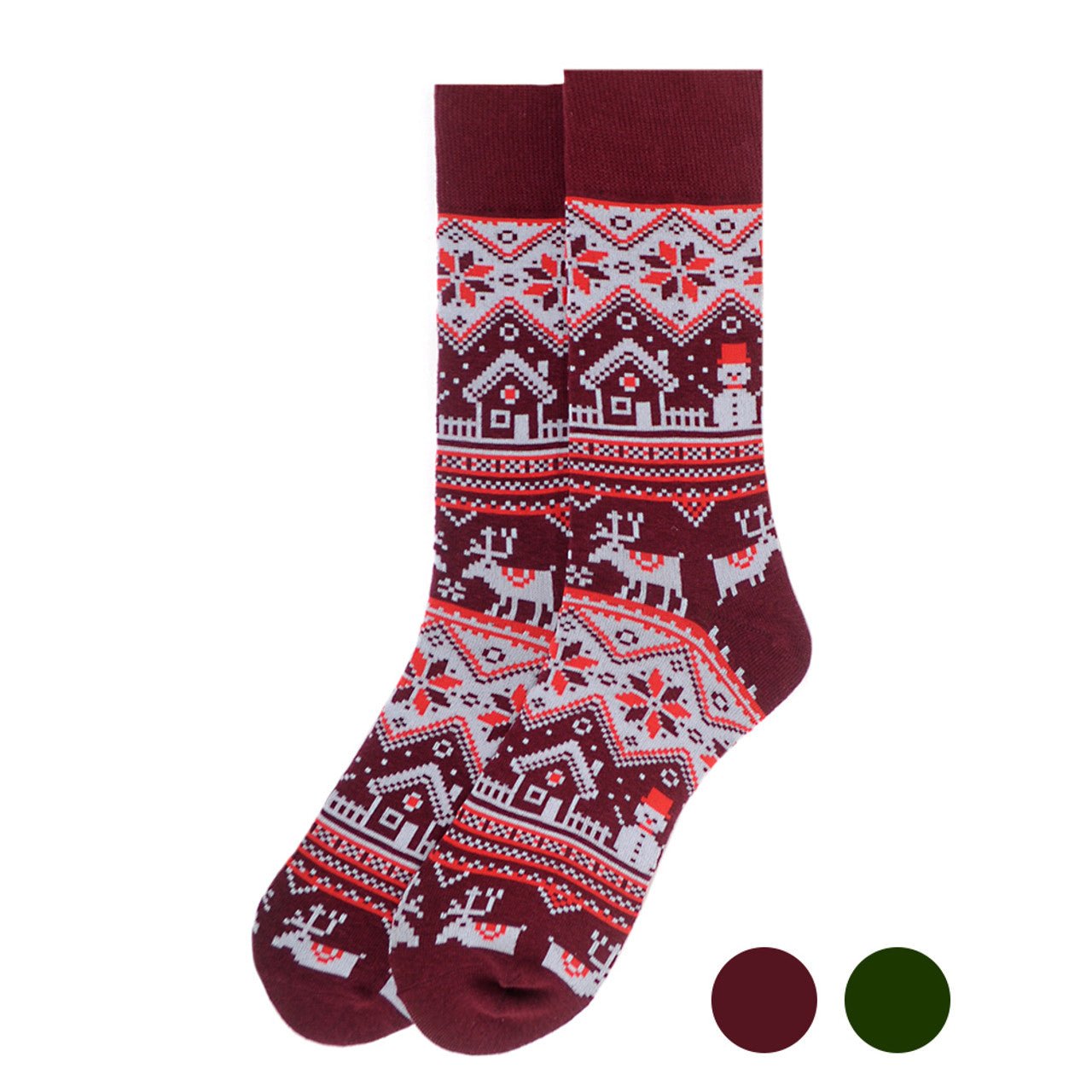 Men's Vintage Winter Pattern Novelty Socks - NVS19569 - Bundle Bus