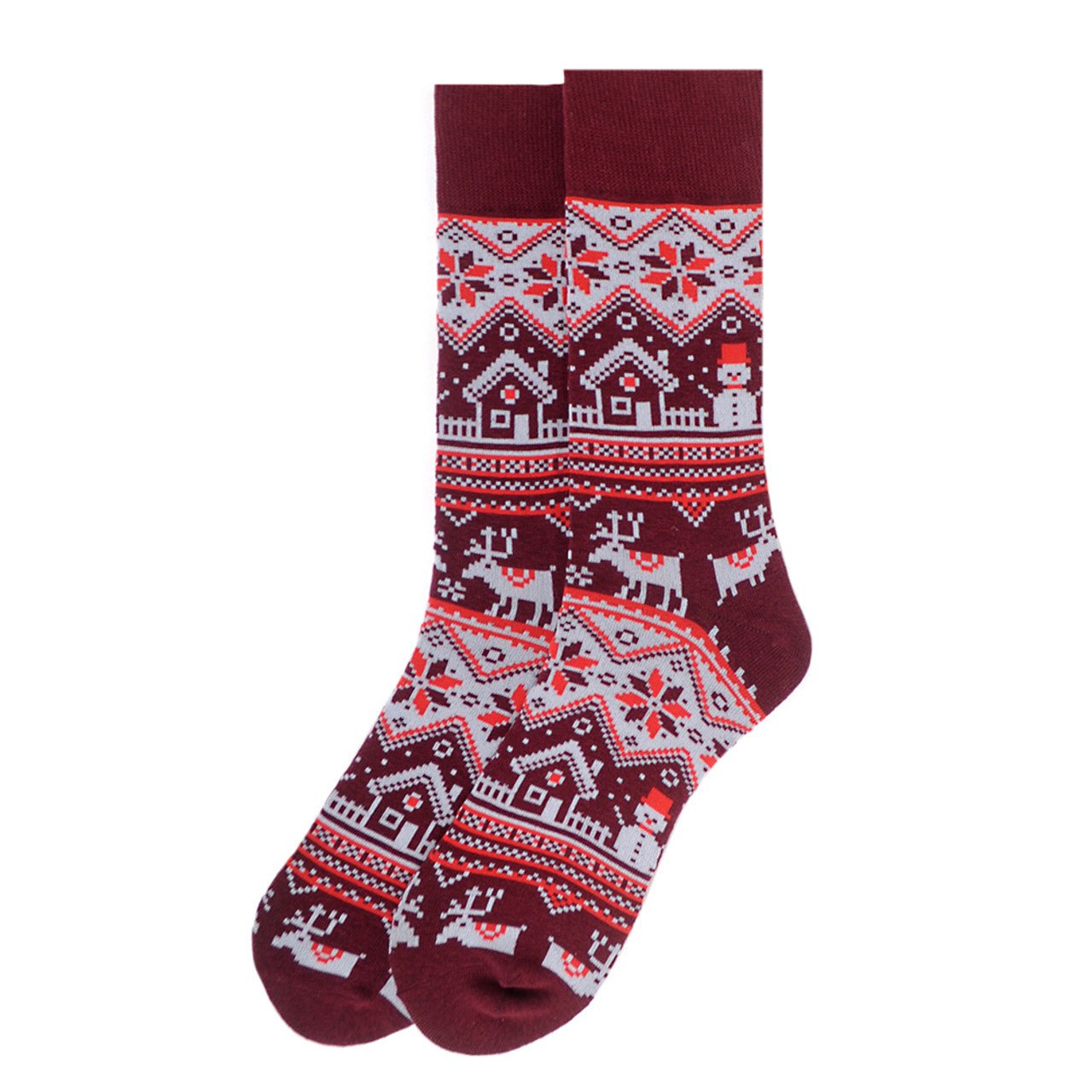 Men's Vintage Winter Pattern Novelty Socks - NVS19569 - Bundle Bus