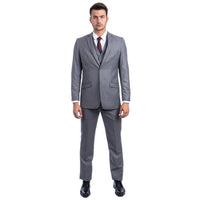 Mid Grey Men's Hybrid - Fit 3pc Paisley Suit w/ Wide Black Shawl Collar - Bundle Bus