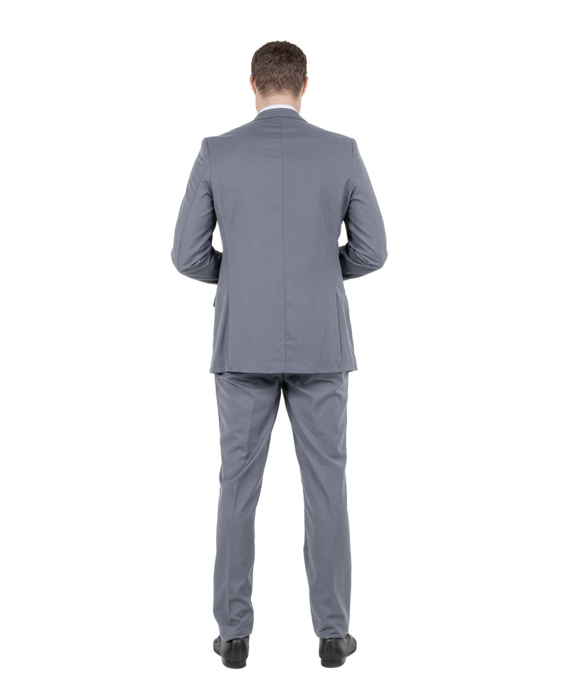 Mid Grey Men's Hybrid - Fit 3pc Paisley Suit w/ Wide Black Shawl Collar - Bundle Bus