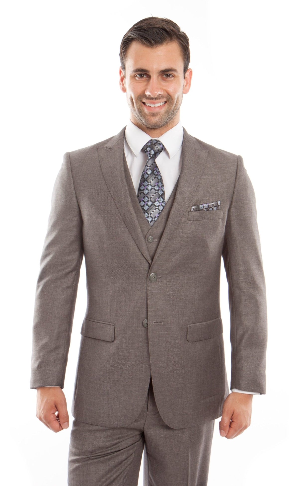 Mid. Taupe 3 - PC Slim Fit Stretch Suits - Bundle Bus