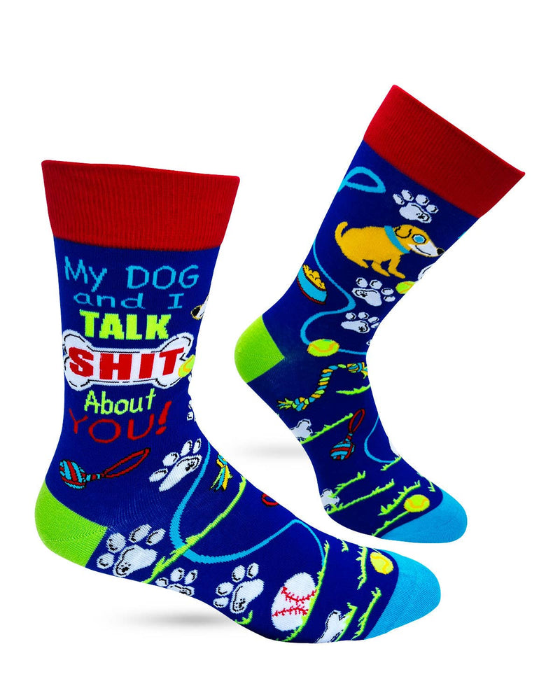 My Dog and I Talk Shit About You Men's Novelty Crew Socks - Bundle Bus