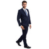 Navy Blue Men's Hybrid - Fit 3pc Paisley Suit w/ Wide Black Shawl Collar - Bundle Bus