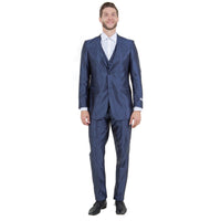Navy Men's Sharskin Slim - Fit 3 - Piece Suit - Bundle Bus