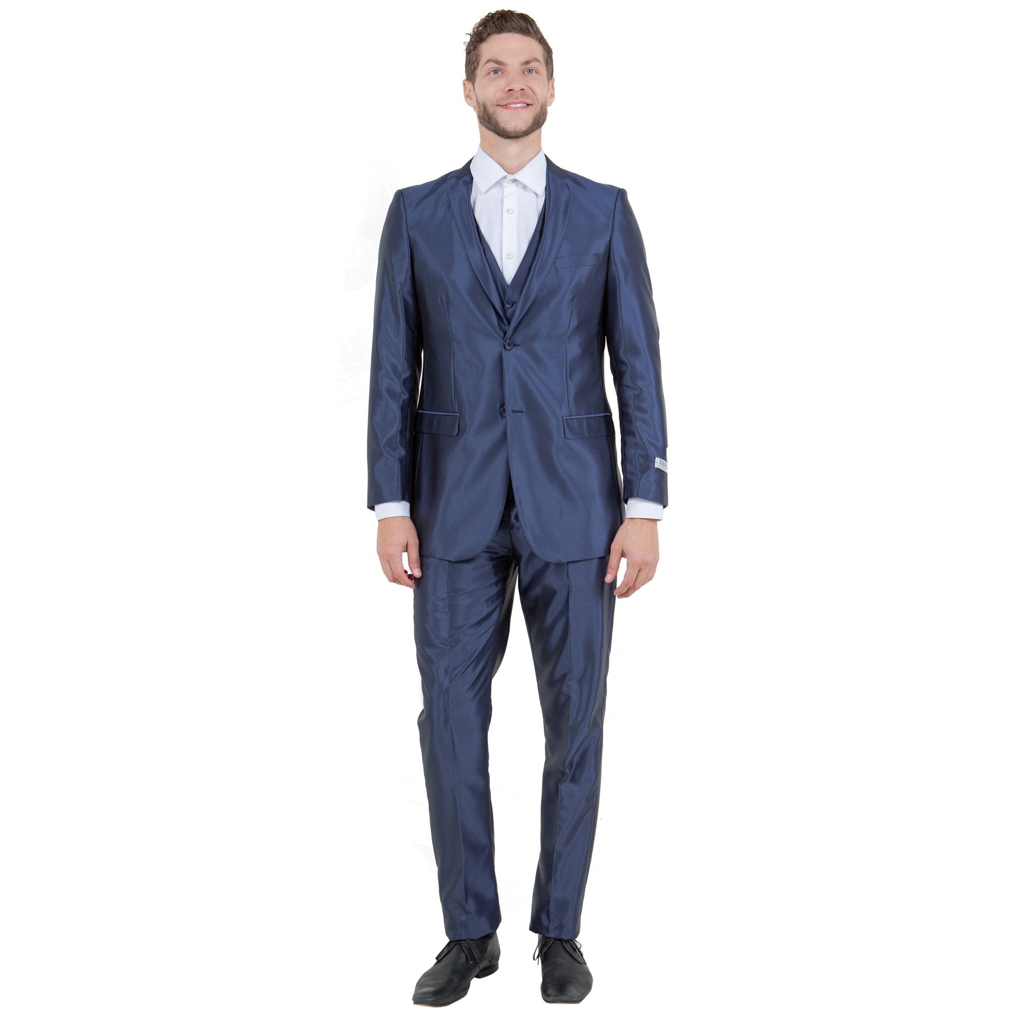 Navy Men's Sharskin Slim - Fit 3 - Piece Suit - Bundle Bus