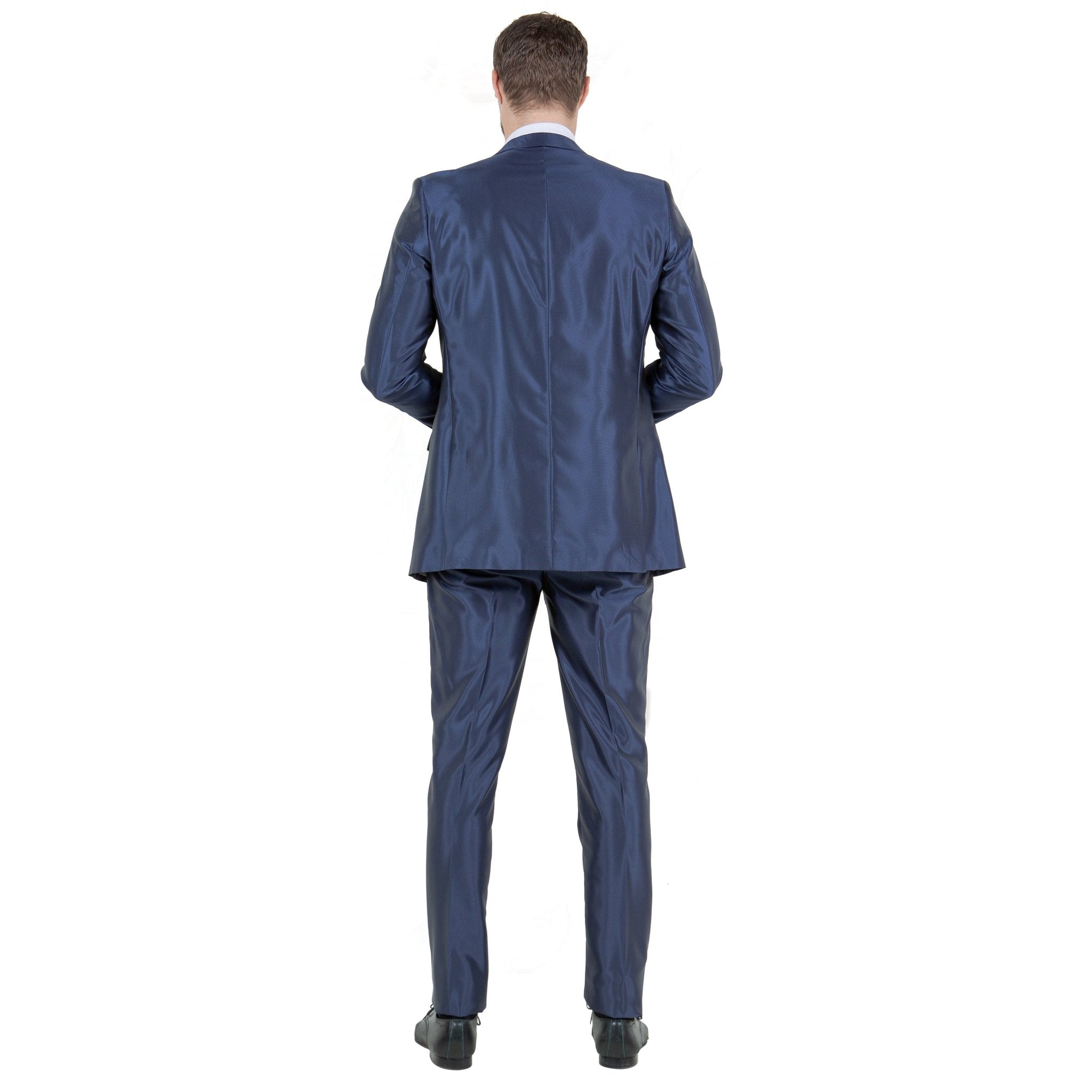 Navy Men's Sharskin Slim - Fit 3 - Piece Suit - Bundle Bus