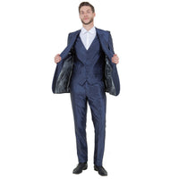 Navy Men's Sharskin Slim - Fit 3 - Piece Suit - Bundle Bus