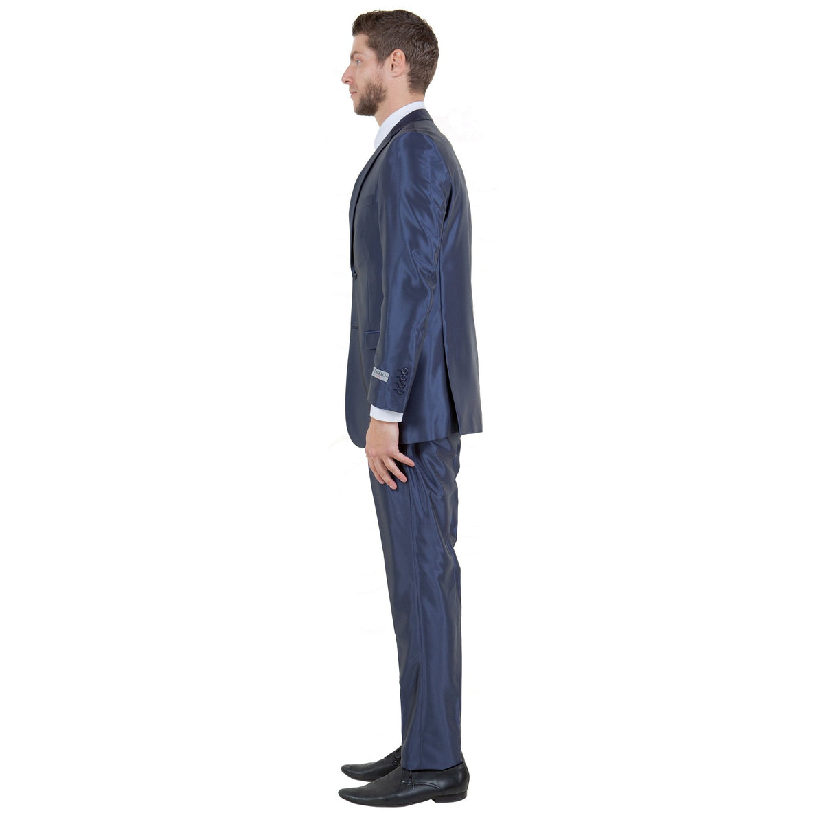 Navy Men's Sharskin Slim - Fit 3 - Piece Suit - Bundle Bus