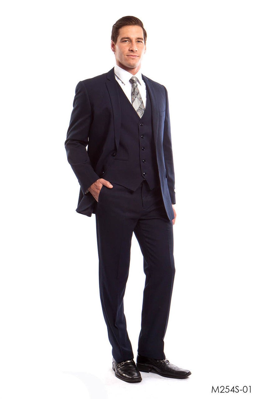 Navy Solid 3 - PC Slim Fit Suits - Bundle Bus