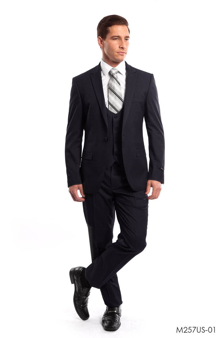 Navy Solid 3 - PC Ultra Slim Fit Suits - Bundle Bus
