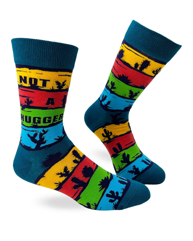 Not a Hugger Men's Novelty Crew Socks Featuring Cactuses - Bundle Bus