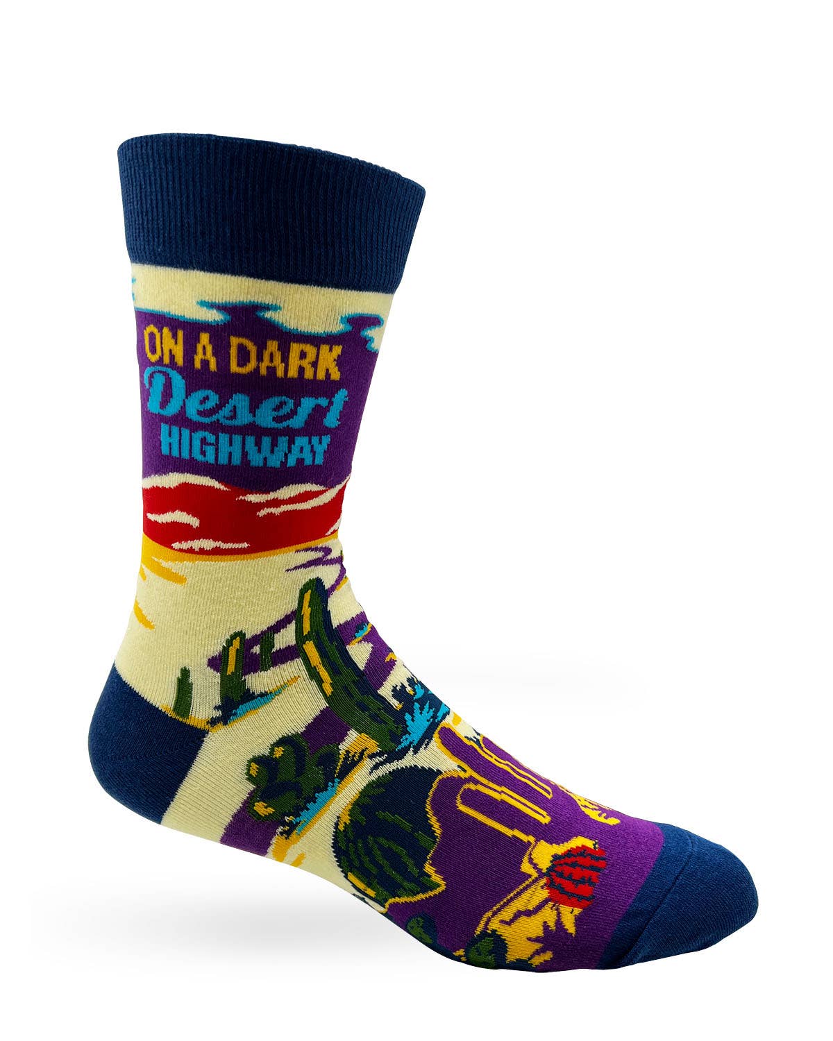 On A Dark Desert Highway Men's Novelty Crew Socks - Bundle Bus