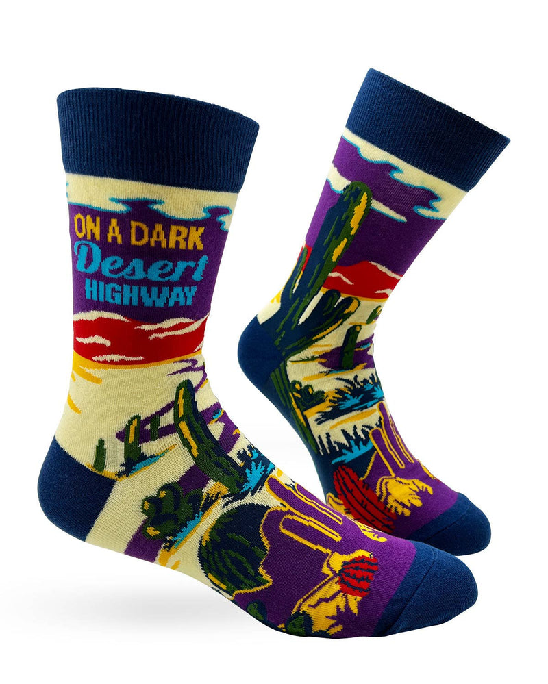 On A Dark Desert Highway Men's Novelty Crew Socks - Bundle Bus
