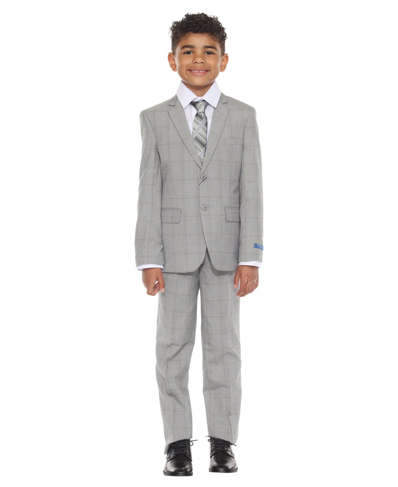 Perry Ellis Boy's 5pc Glenplaid Suit - Bundle Bus