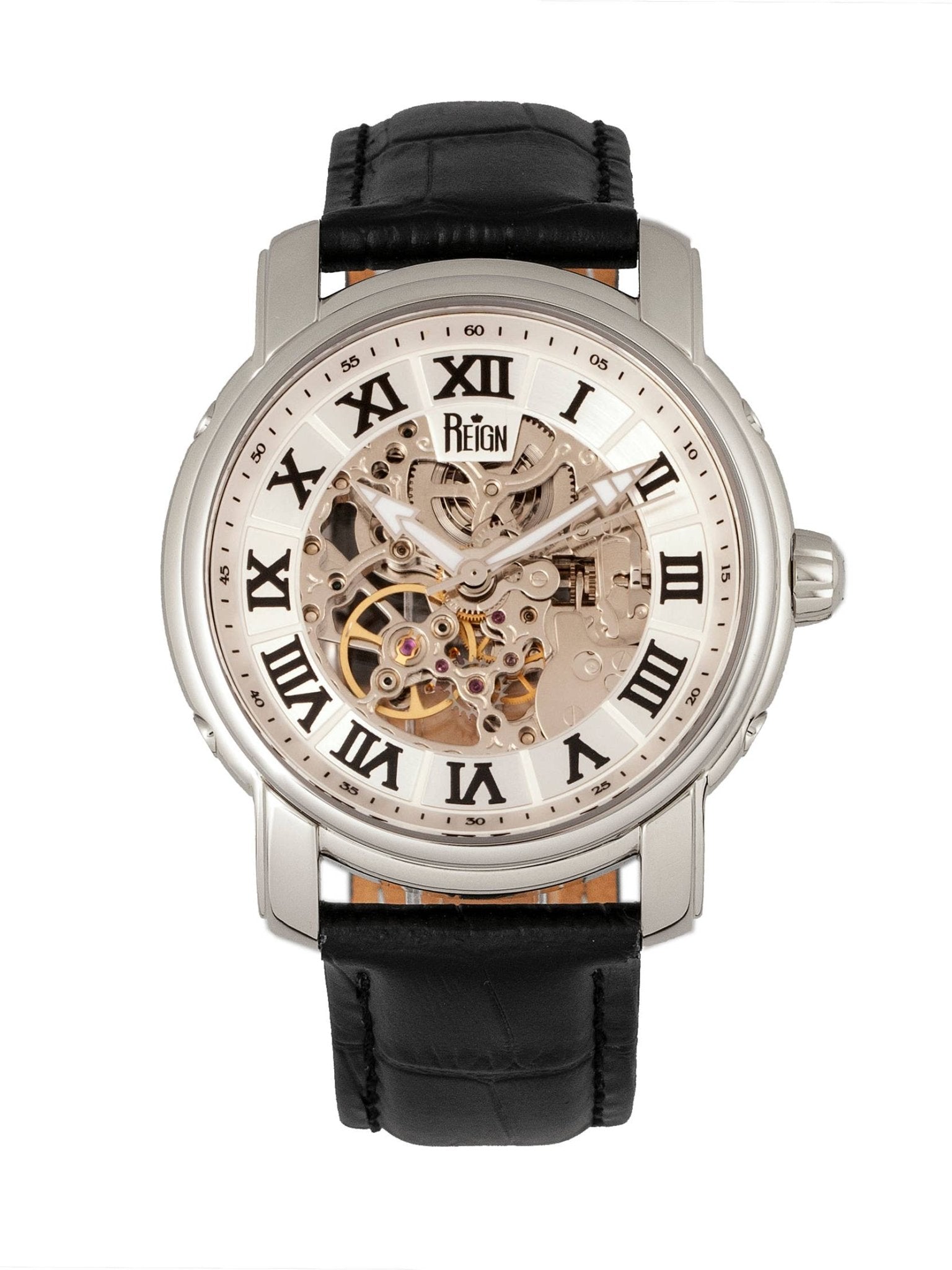 Reign Kahn Automatic Leather - Band Skeleton Watch - Bundle Bus