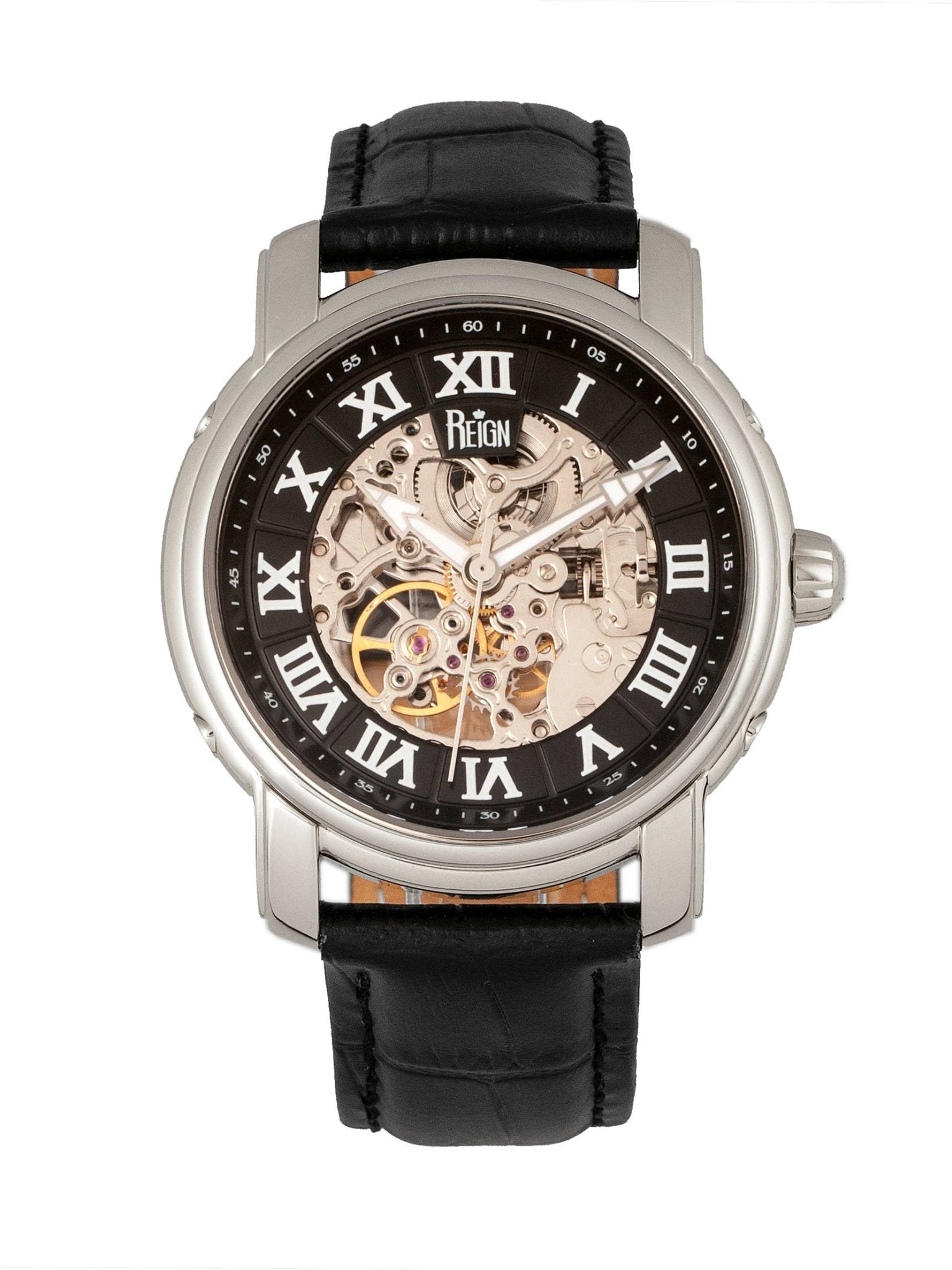 Reign Kahn Automatic Leather - Band Skeleton Watch - Bundle Bus