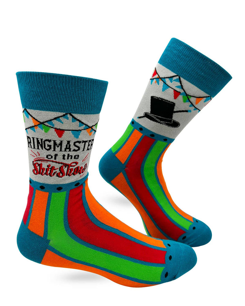 Ringmaster Of The Shit Show Men's Novelty Crew Socks - Bundle Bus