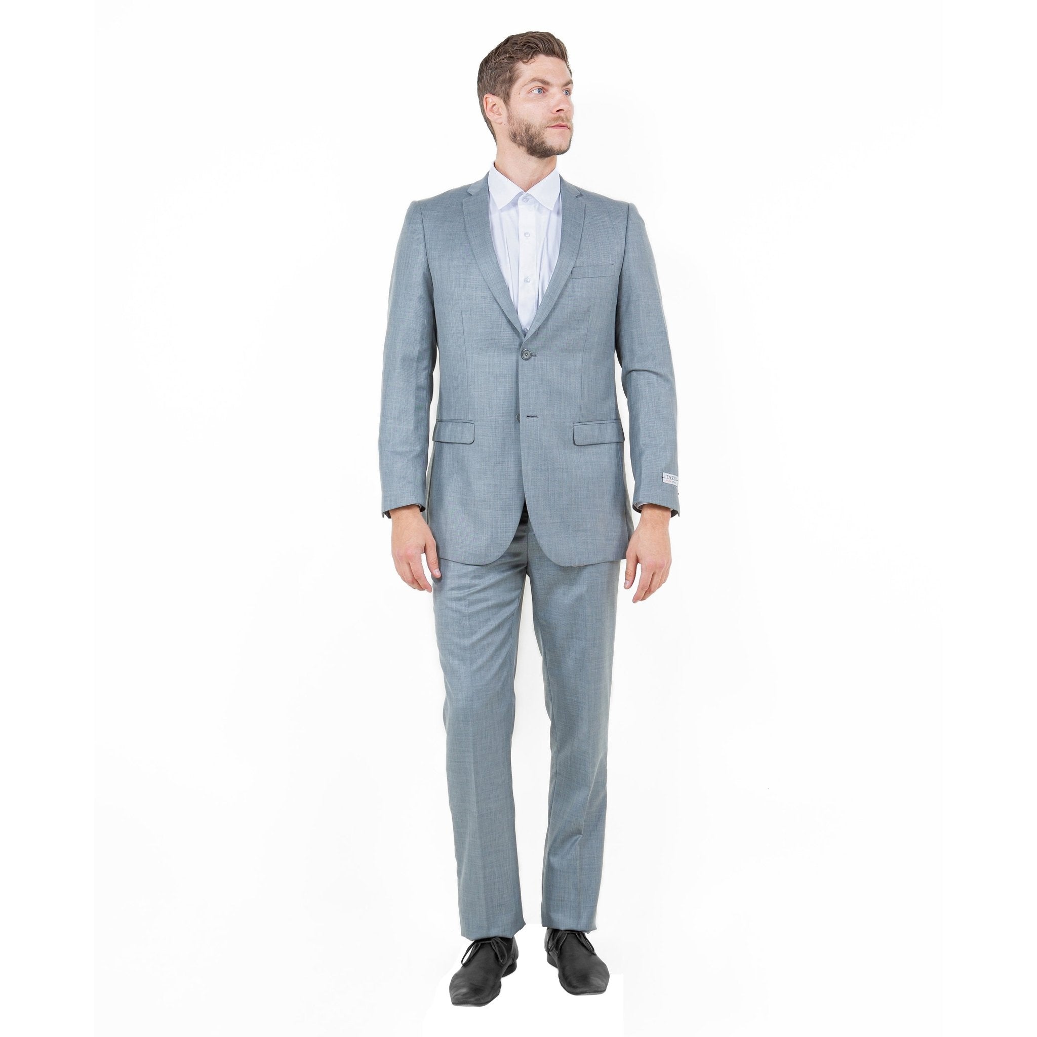 Shark Grey Men's 2pc Sharkskin Suit Slim - Fit - Bundle Bus