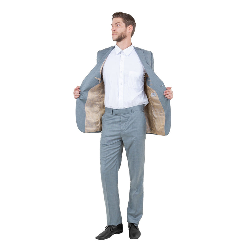 Shark Grey Men's 2pc Sharkskin Suit Slim - Fit - Bundle Bus