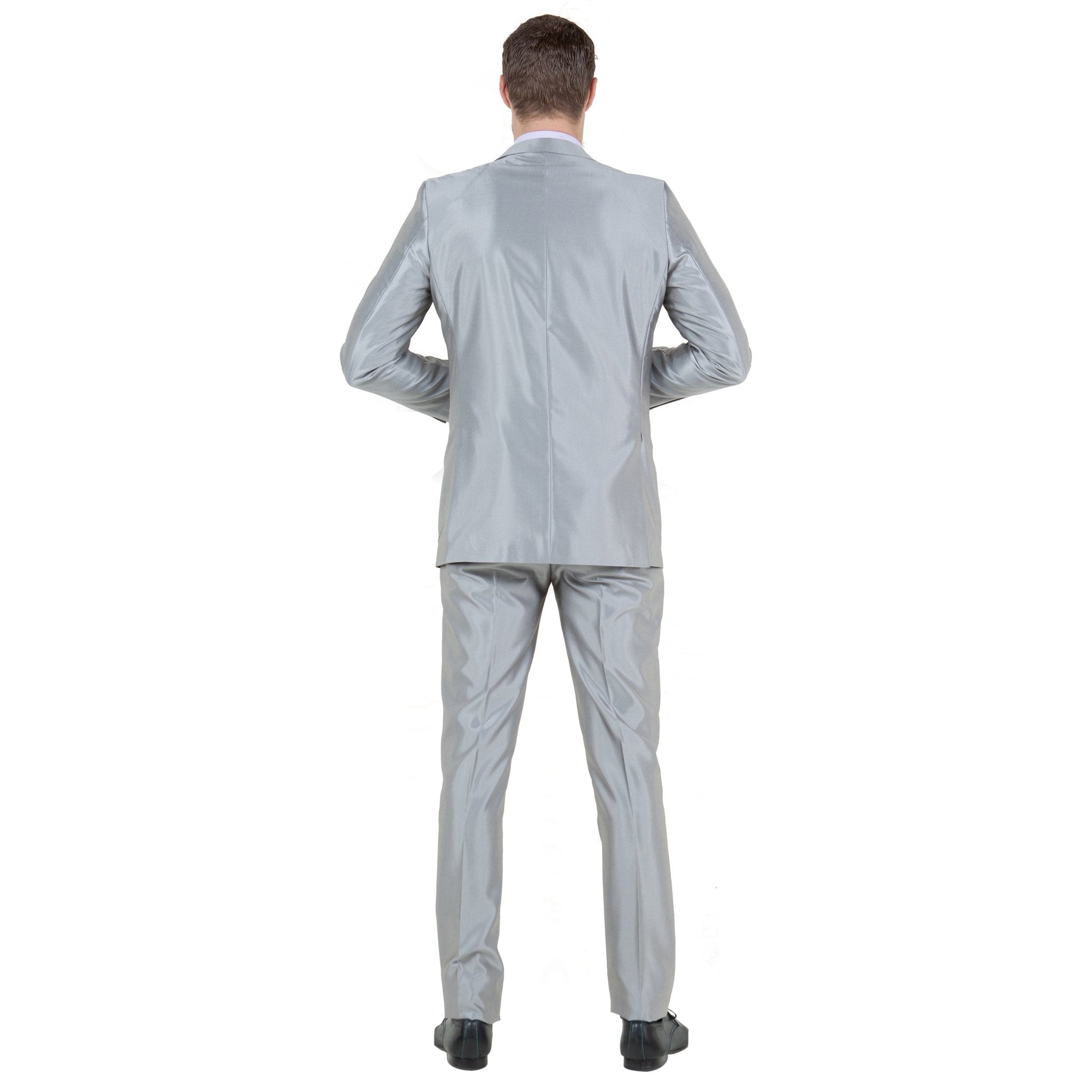Silver Men's Sharskin Slim - Fit 3 - Piece Suit - Bundle Bus