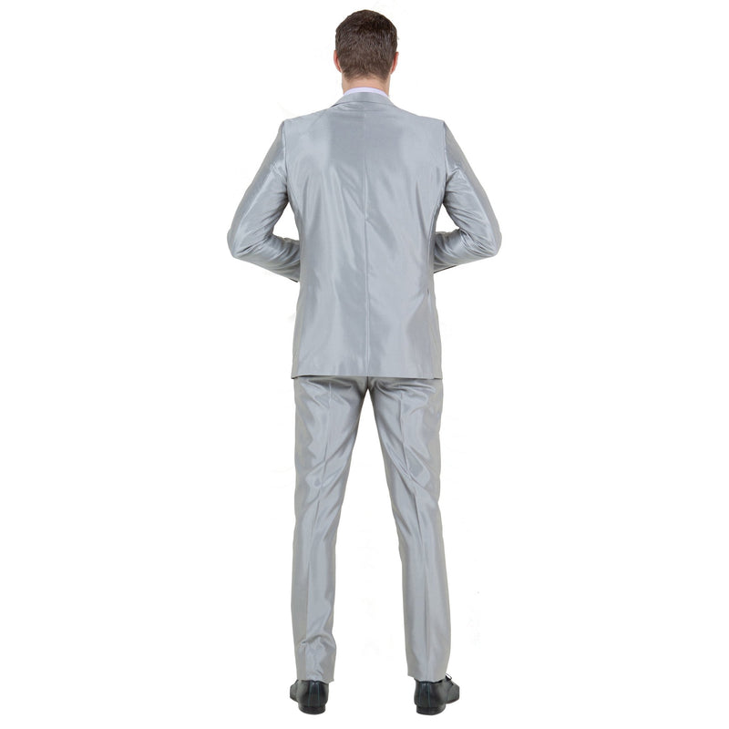 Silver Men's Sharskin Slim - Fit 3 - Piece Suit - Bundle Bus