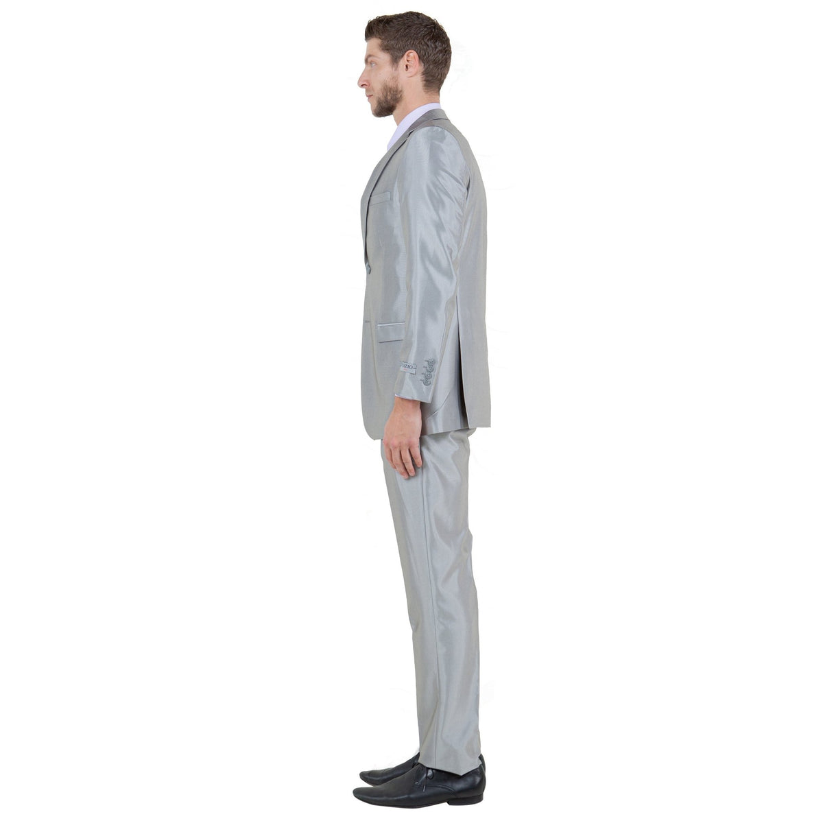 Silver Men's Sharskin Slim - Fit 3 - Piece Suit - Bundle Bus