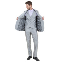 Silver Men's Sharskin Slim - Fit 3 - Piece Suit - Bundle Bus