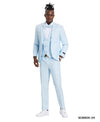 Sky Blue Suit with U - Shaped Shawl Collared Vest - Bundle Bus
