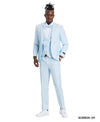 Sky Blue Suit with U - Shaped Shawl Collared Vest - Bundle Bus