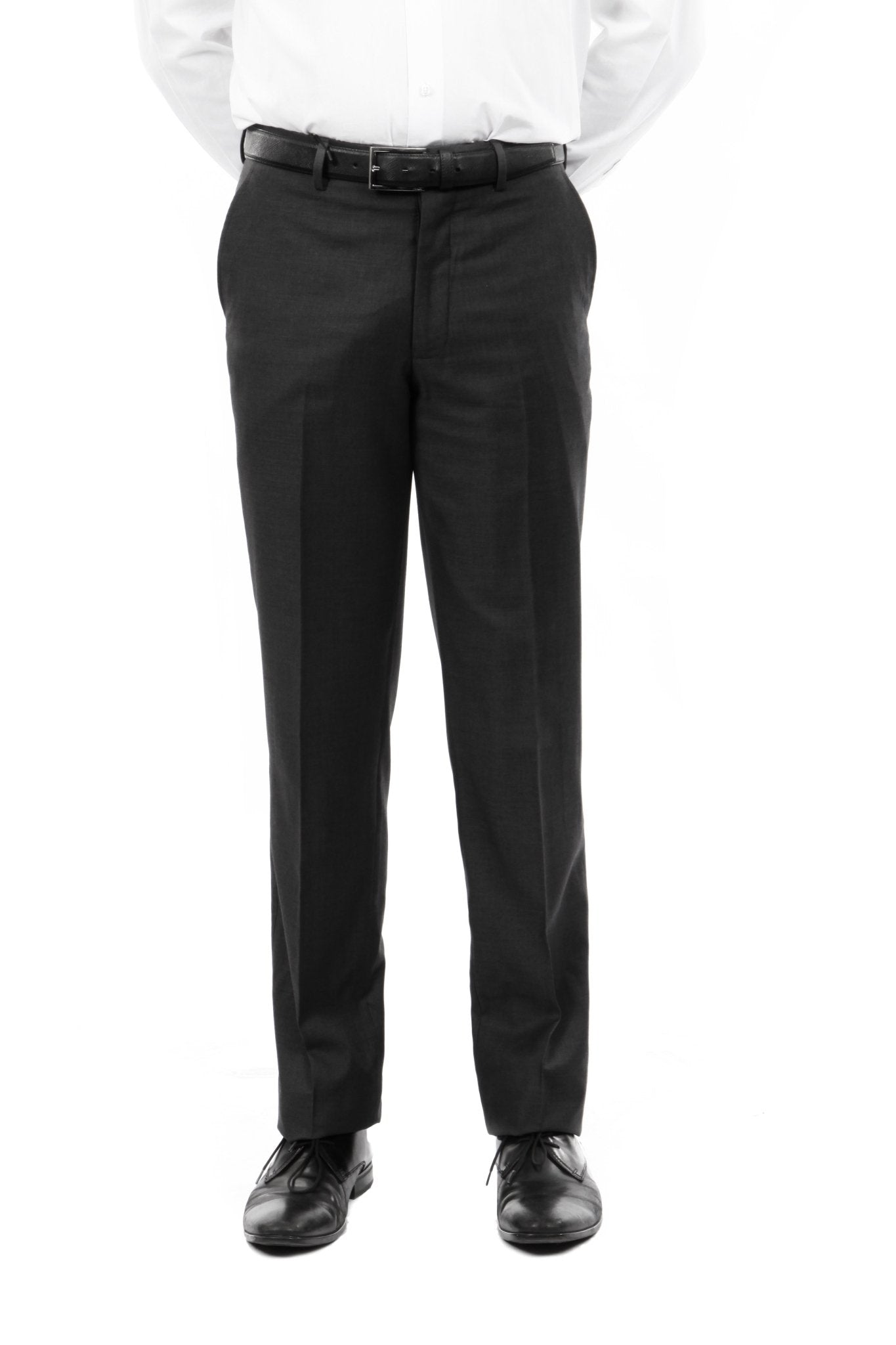 Slim Fit Hemmed Bottom Dress Pants Solid Black - Bundle Bus