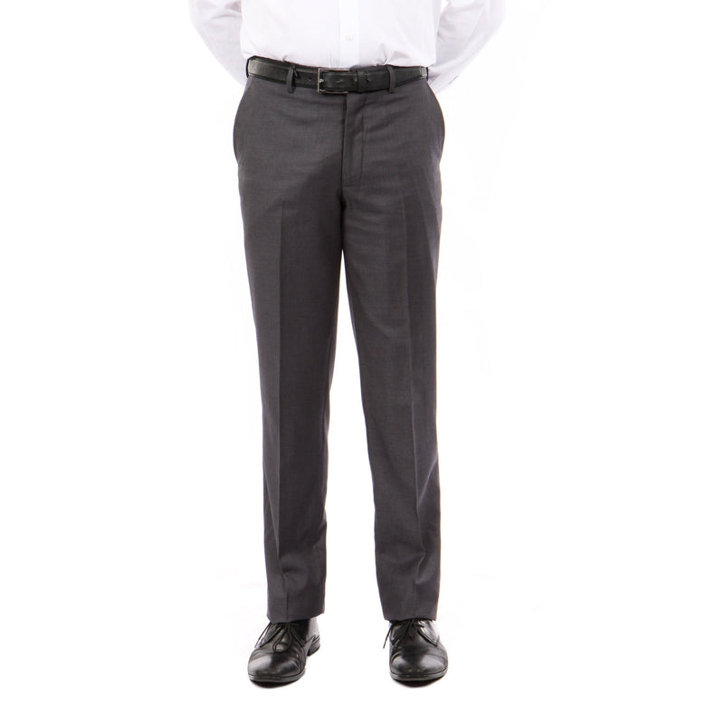 Slim Fit Hemmed Bottom Dress Pants Solid DK Grey - Bundle Bus
