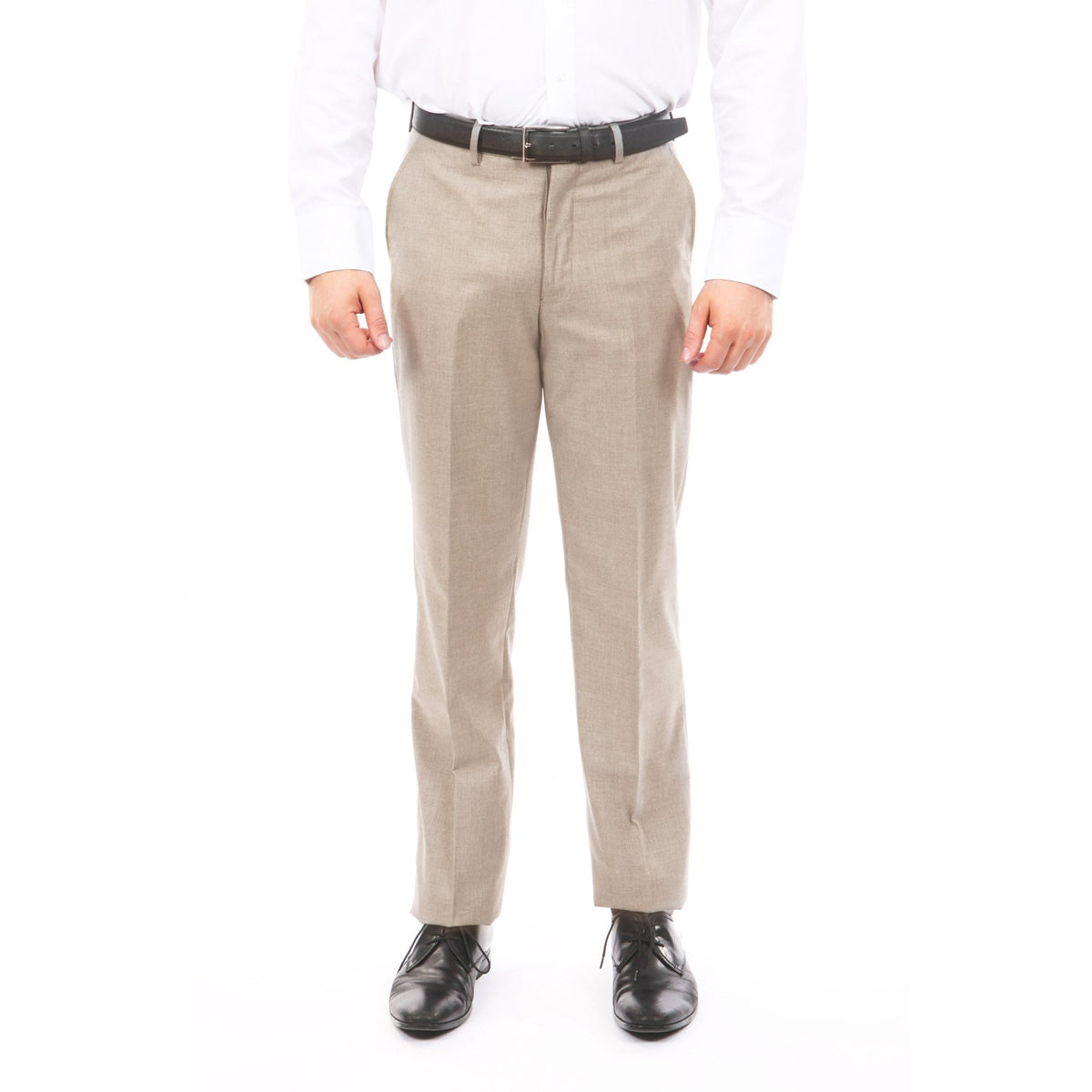 Slim Fit Hemmed Bottom Dress Pants Solid Dk Tan - Bundle Bus