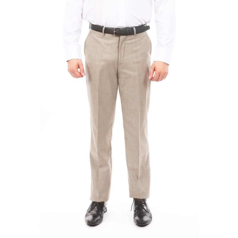 Slim Fit Hemmed Bottom Dress Pants Solid Dk Tan - Bundle Bus