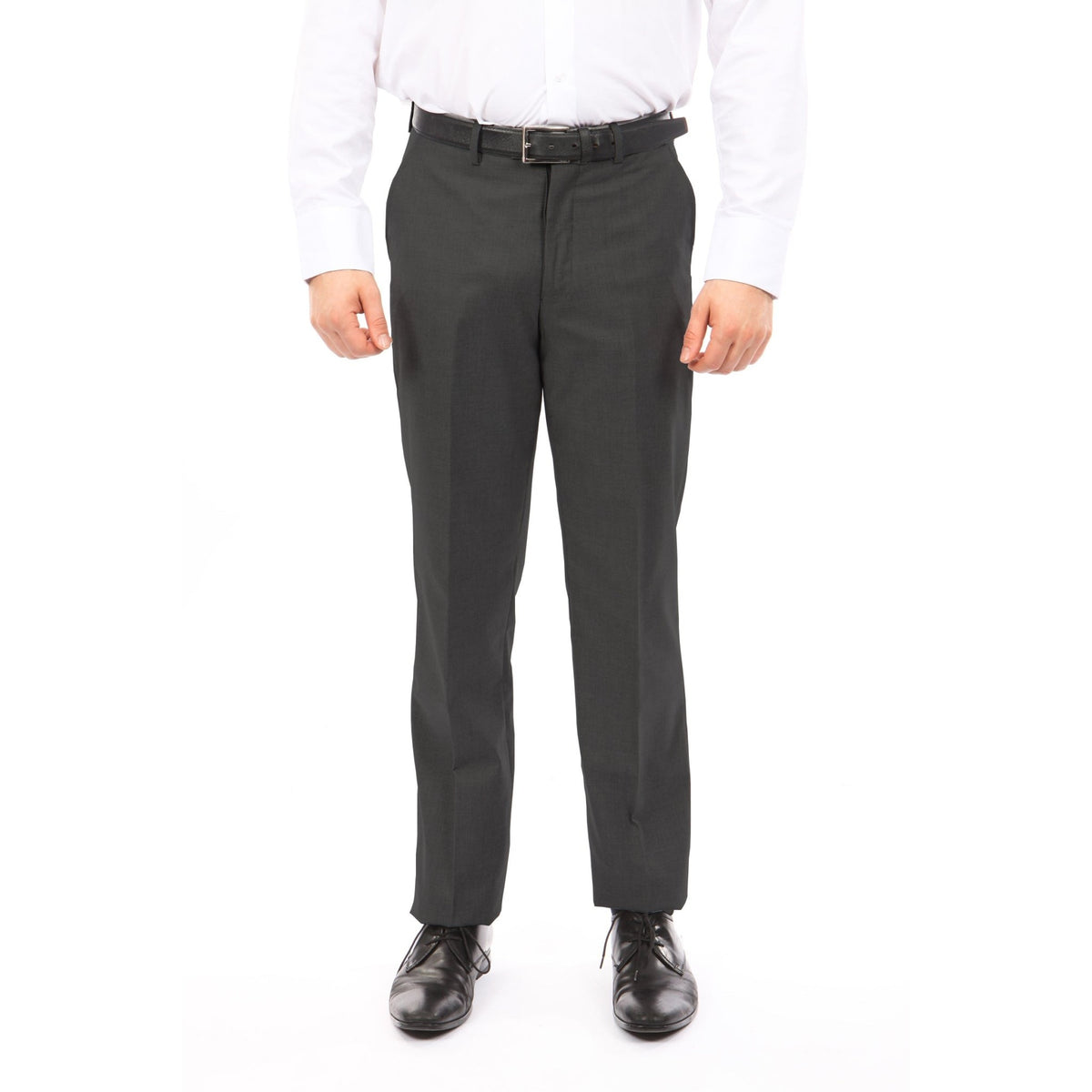Slim Fit Hemmed Bottom Dress Pants Solid Grey - Bundle Bus