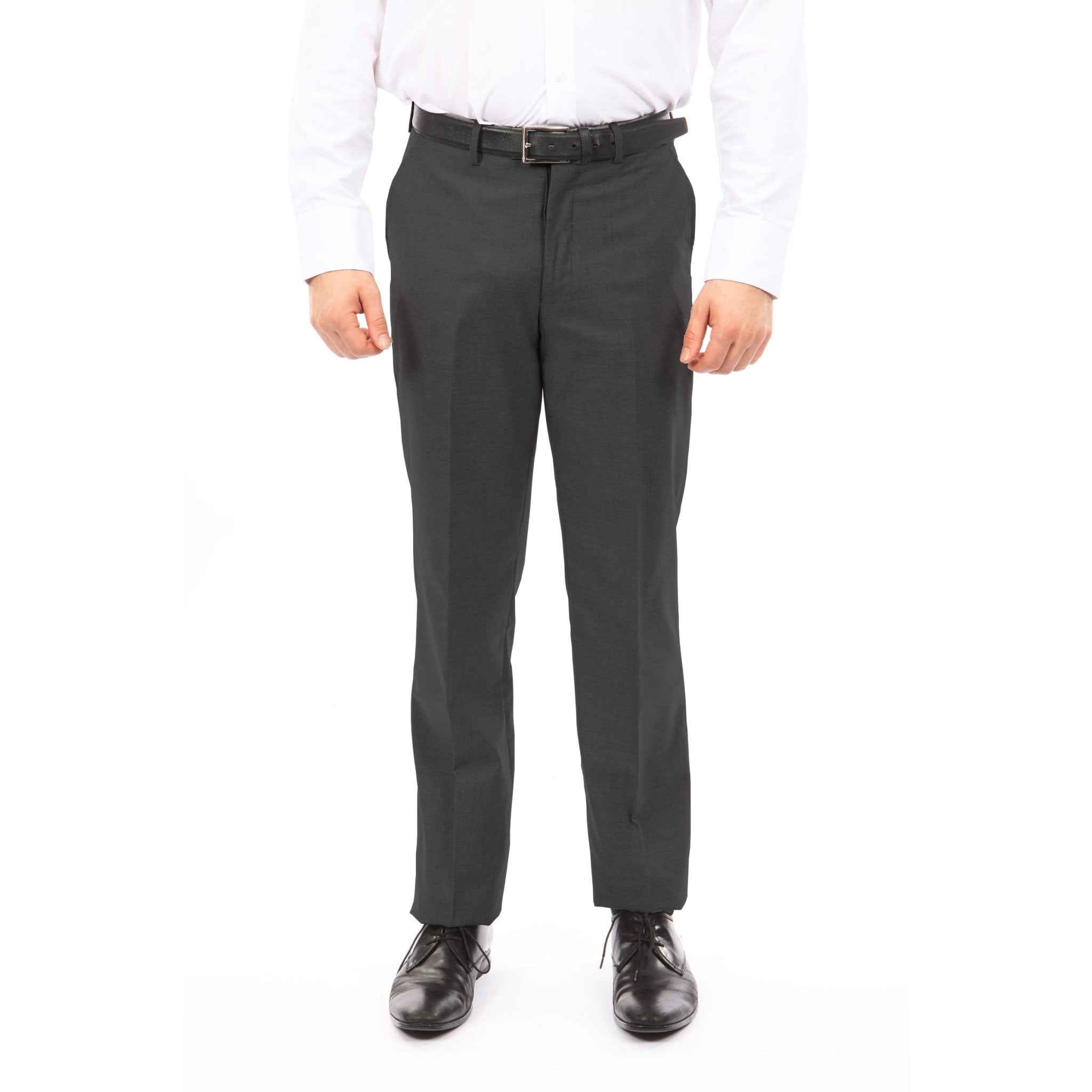 Slim Fit Hemmed Bottom Dress Pants Solid Grey - Bundle Bus