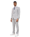 Stacy Adams Hybrid - Fit 3 - Piece Vested Suit, Light Grey Pinstriped - Bundle Bus